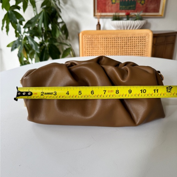 Italian Leather Slouchy Pouch Handbag - Brown - Detachable Chain Strap - Picture 6 of 8